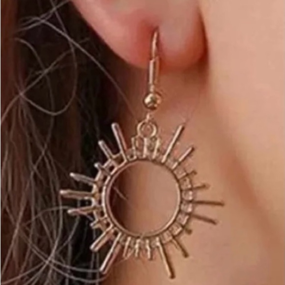 Gold Sun Drop Earrings